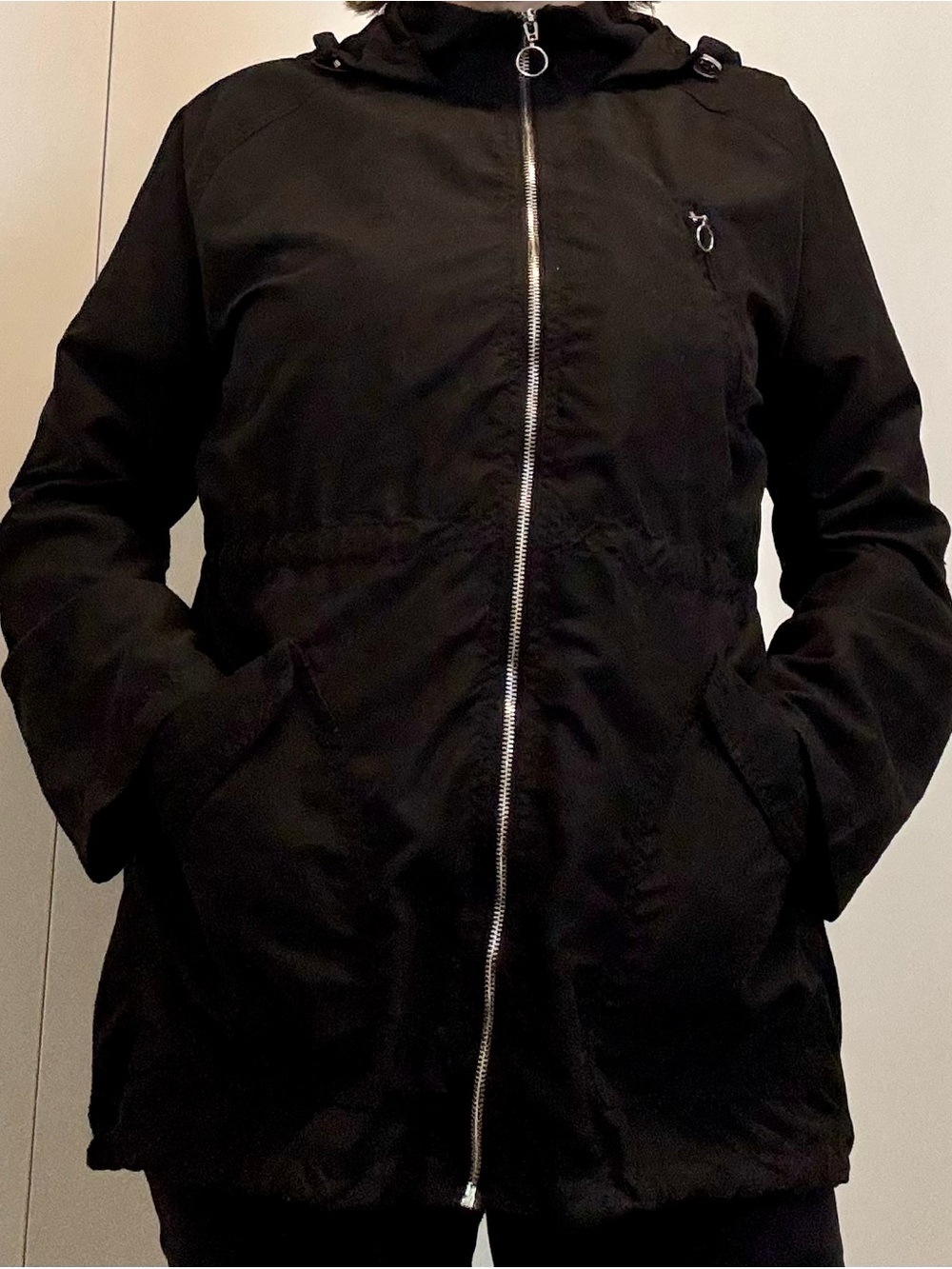 Streetwear Society Black Hooded Anorak Utility Jacket Coat Size L Lightweight